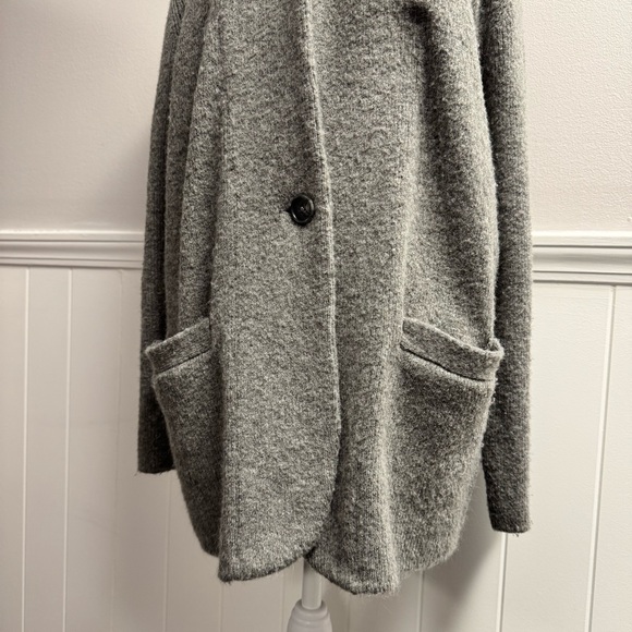 J. Crew Cocoon Knit Sweater Blazer Button Heather Graphite Gray Grey Medium M - Picture 5 of 11